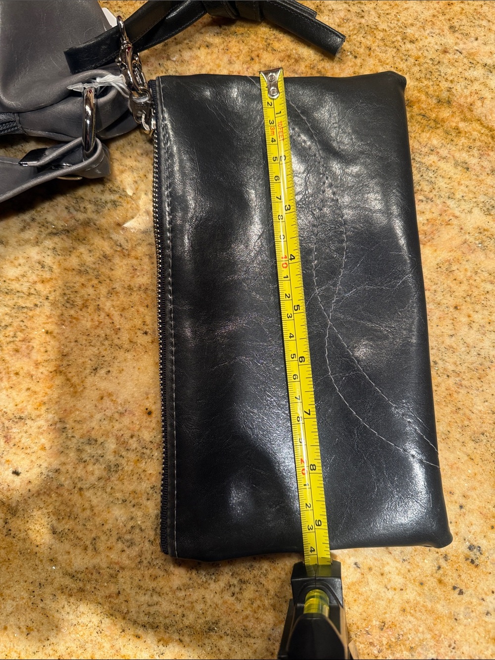 Crystalyn Kae Gray half moon purse with matching black Pouch. NWOT vegan - Picture 6 of 12